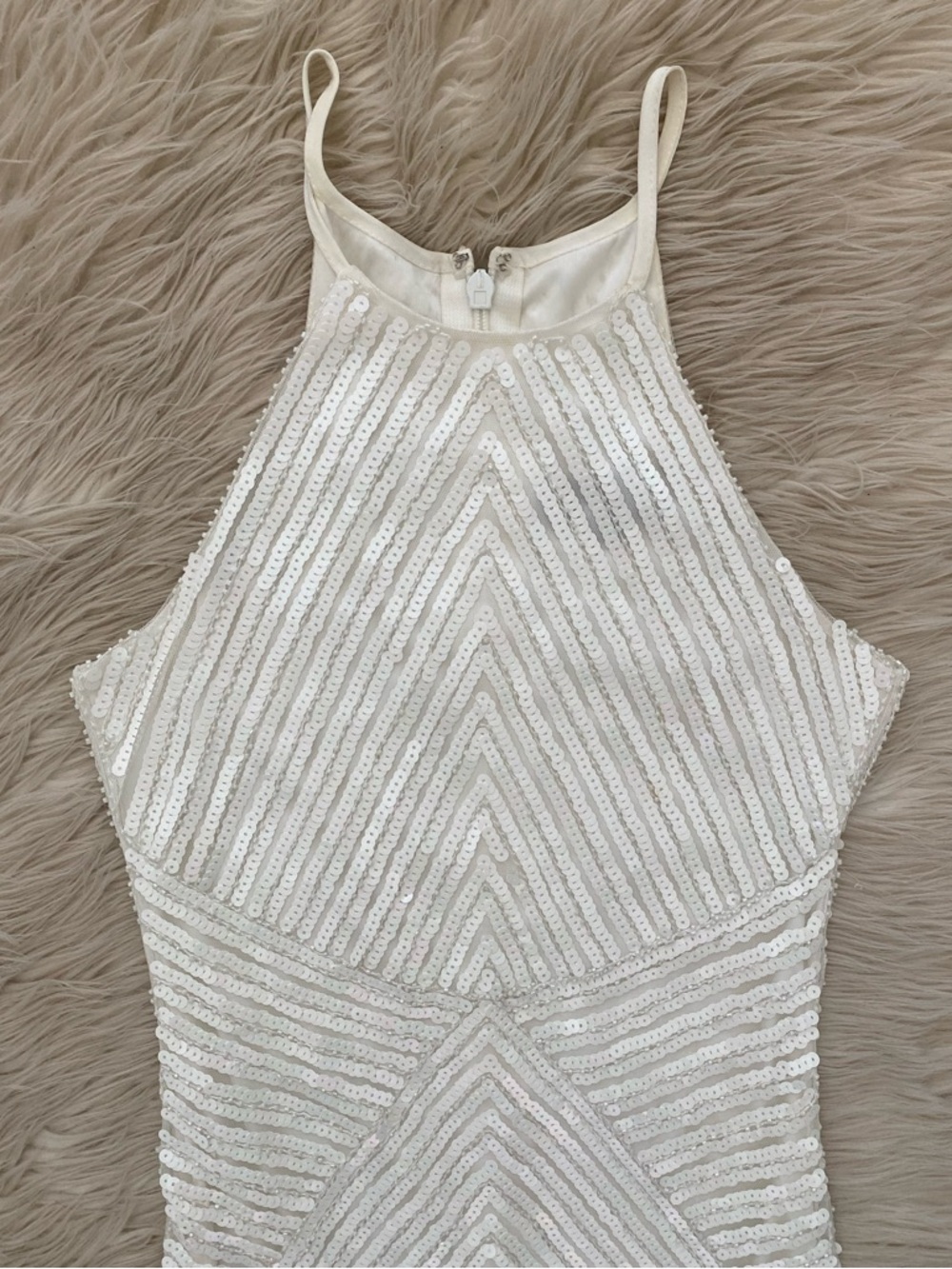 Lulus White Sequin Ace of Spades Bodycon Dress Sleeveless Cocktail Graduation S - Picture 3 of 15
